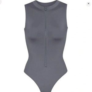 SKIMS NWT ZIP SWIMSUIT GUNMETAL GREY SIZE 4X